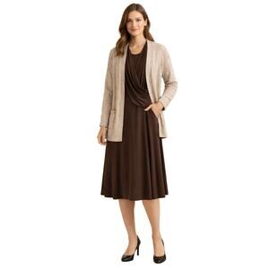 Womens XL Modest Brown Dress Faded Glory Cardigan Easy Spirit 8 5 Heels Outfit